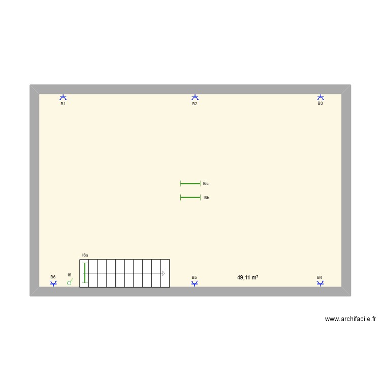 Grenier. Plan de 1 pièce et 49 m2