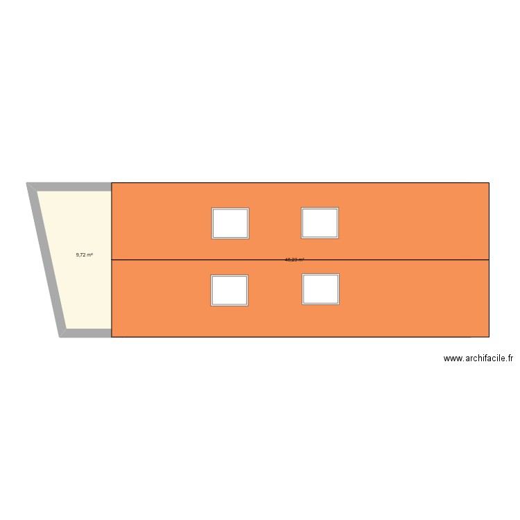 TOITURE DALLET. Plan de 2 pièces et 58 m2