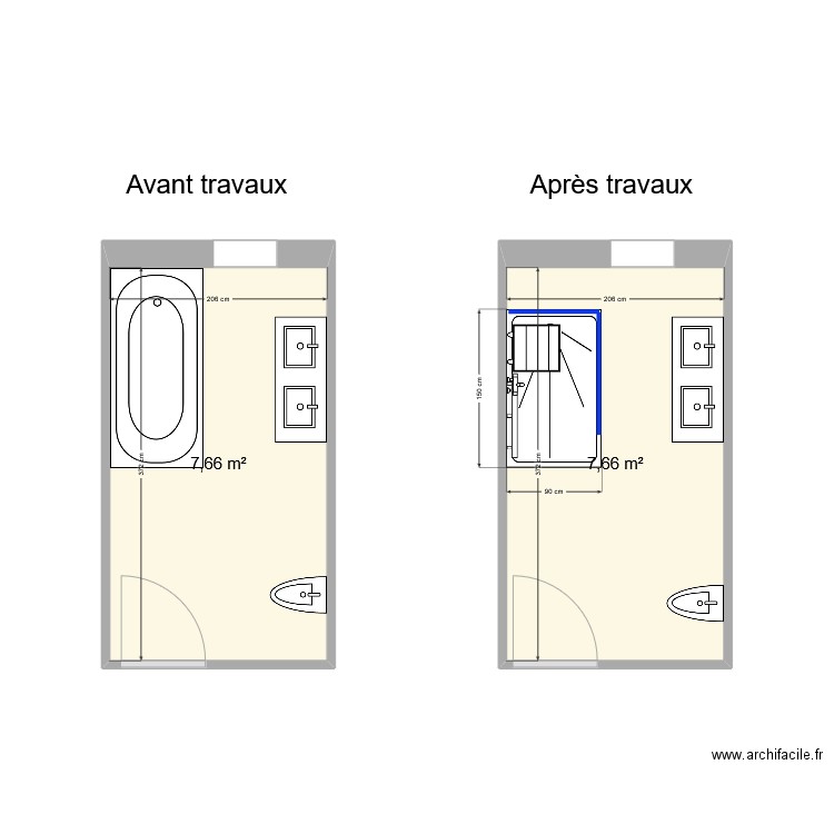 ROCHE Gérard. Plan de 2 pièces et 15 m2