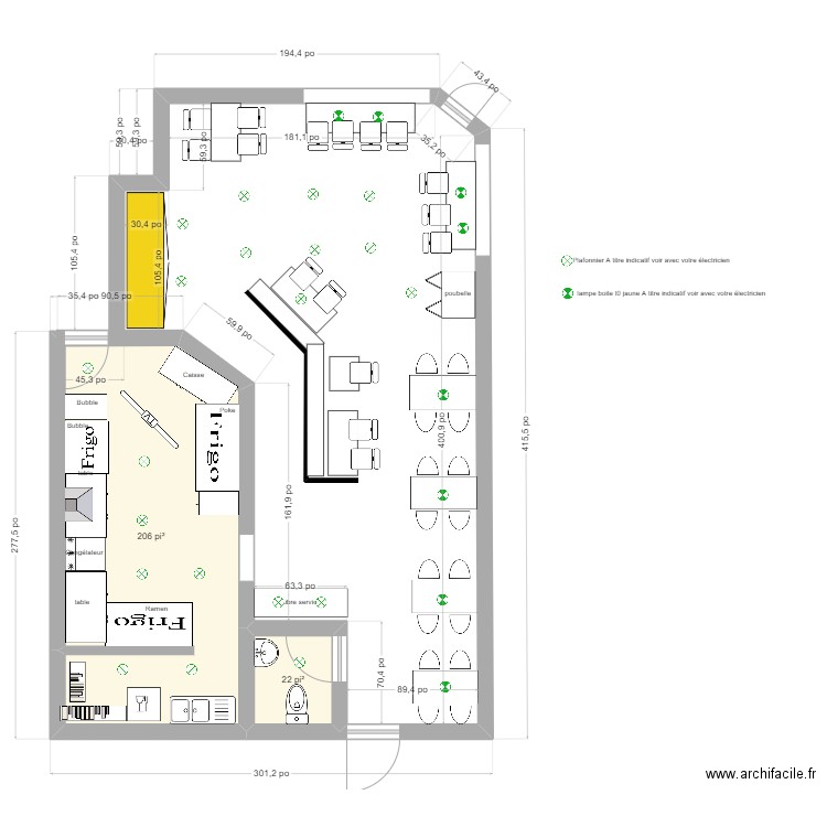 Quebec. Plan de 2 pièces et 21 m2