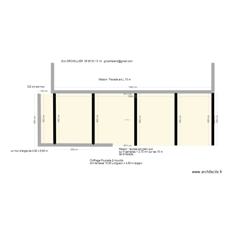 surface terrasse Ext 77 m² . Plan de 0 pièce et 0 m2