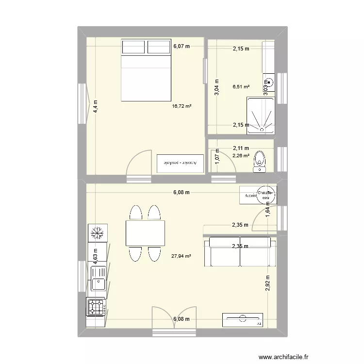 les blins. Plan de 4 pièces et 63 m²