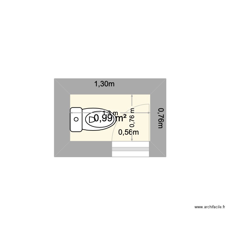 WCC. Plan de 1 pièce et 1 m2