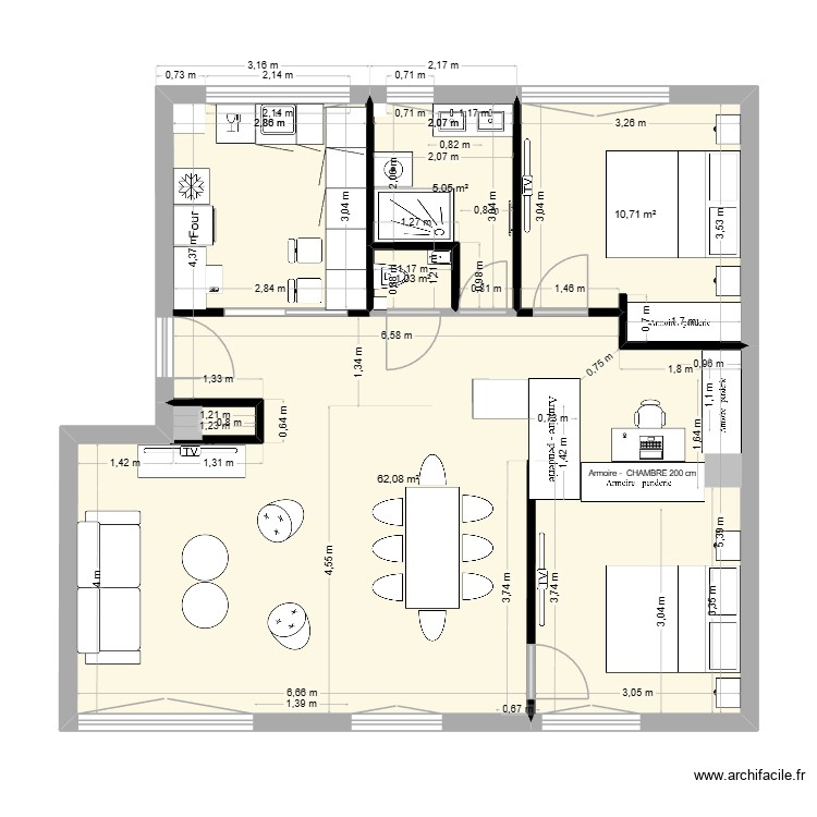 GAUTIER papa 10 armoire salon cuisine\'. Plan de 0 pièce et 0 m2