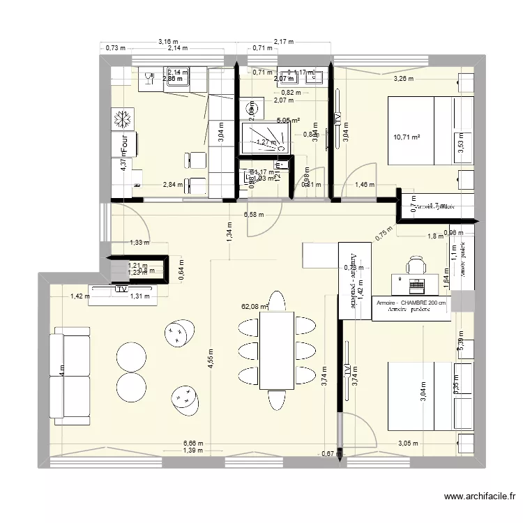 GAUTIER papa 10 armoire salon cuisine\'. Plan de 4  et 79 m²