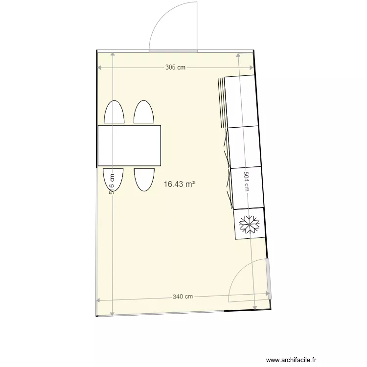 Plan Nadine studio cuisine. Plan de 
