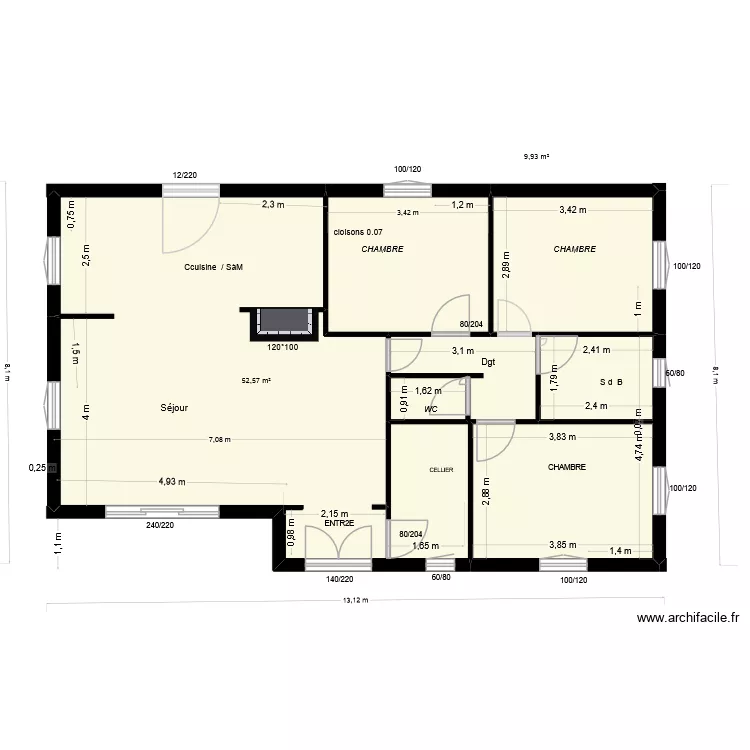 castel 3. Plan de 5  et 89 m²