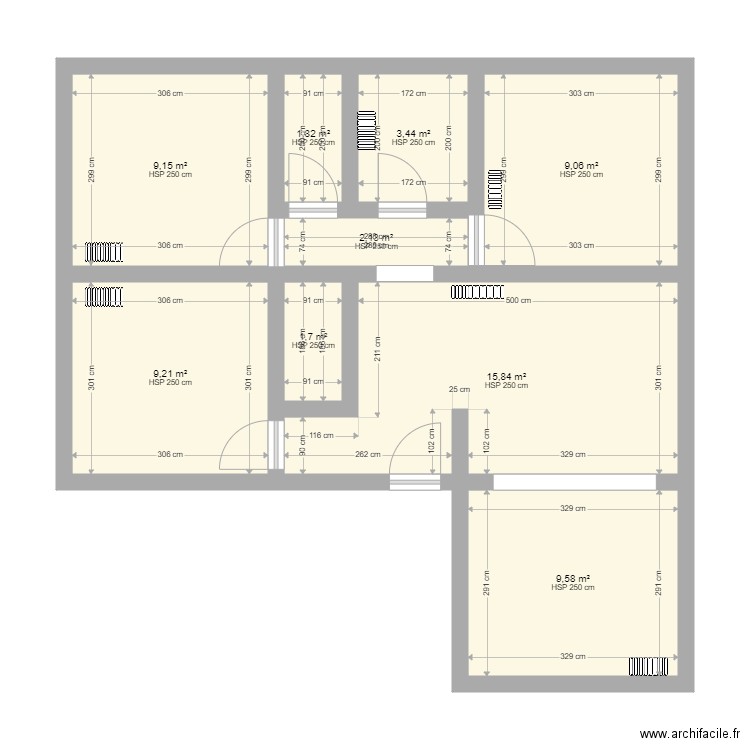 Plan GUENFIS . Plan de 9 pièces et 62 m2