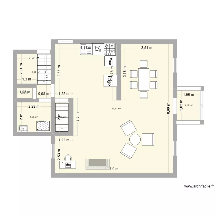 Rez de chaussee. Plan de 6 et 81 m² Rez de chaussee. Plan de 6 et 81 m²