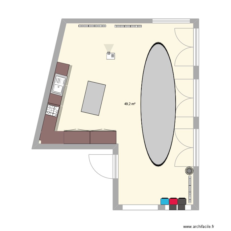 New annexe. Plan de 1 pièce et 49 m2