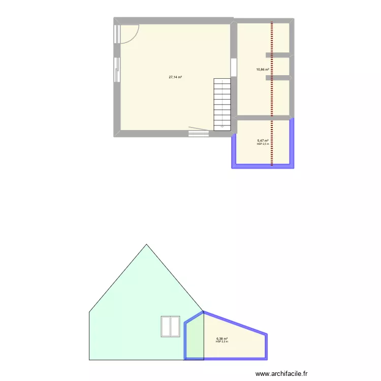hournere 2. Plan de 4  et 50 m²