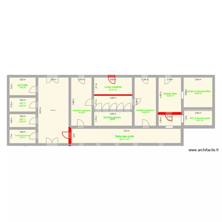 Aménagement locaux ancien hall omnisport. Plan de 15 et 168 m² Aménagement locaux ancien hall omnisport. Plan de 15 et 168 m²