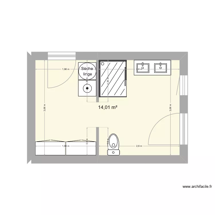 FFE. Plan de 1  et 14 m²
