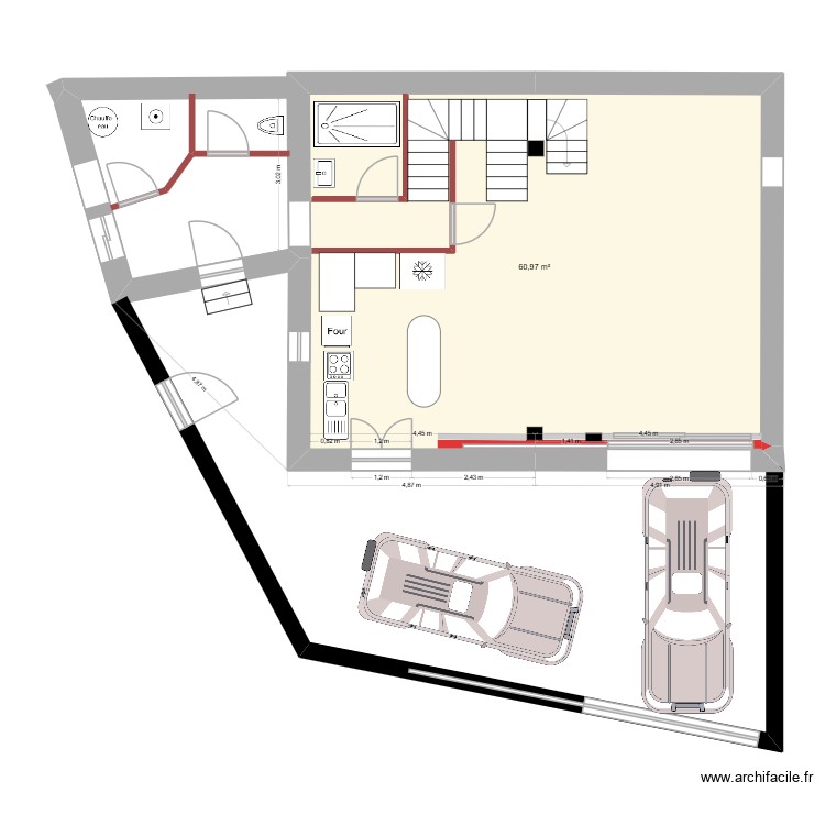 Plan RDC Porte appenti translarée et SDB grange. Plan de 0 pièce et 0 m2 Plan RDC Porte appenti translarée et SDB grange. Plan de 0 pièce et 0 m2