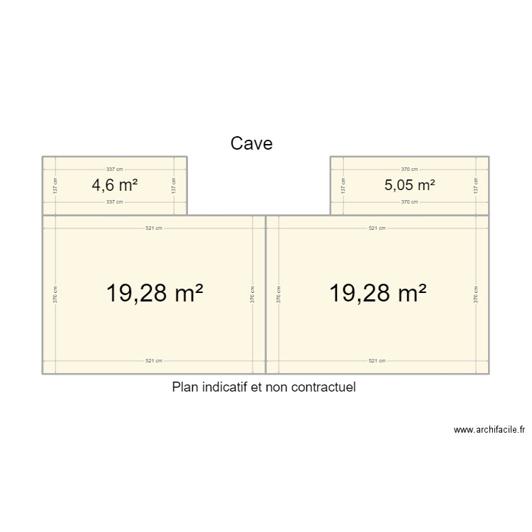 cave mati. Plan de 4 pièces et 48 m2