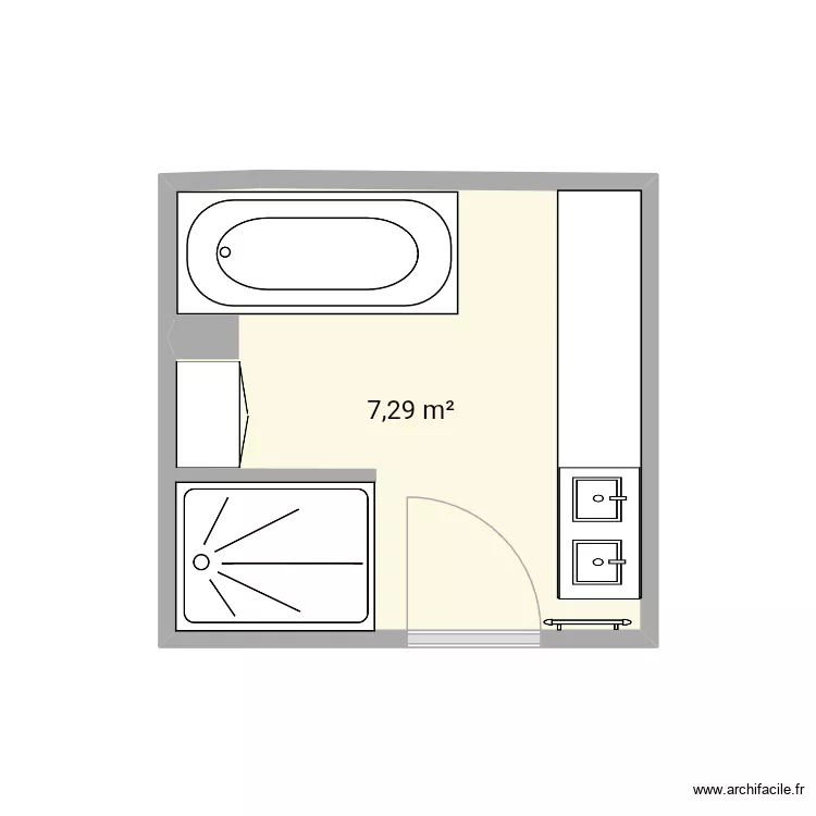 SDB 3. Plan de 1 pièce et 7 m²