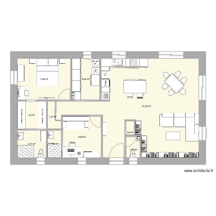 lot 6 nov 25. Plan de 10 pièces et 91 m2
