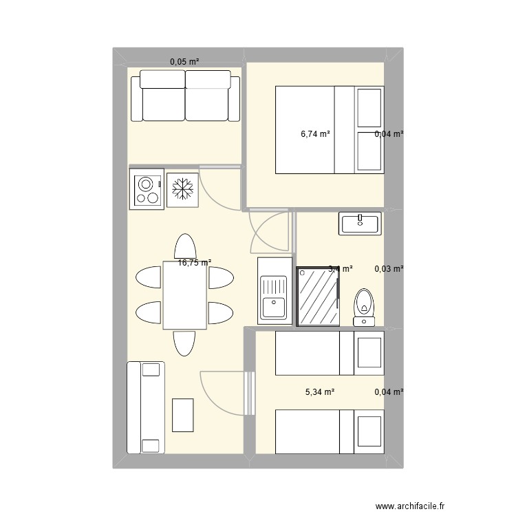 CHALET3. Plan de 8 pièces et 32 m2