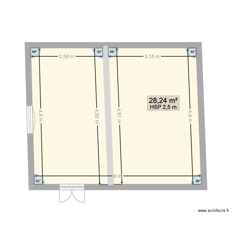 Garage. Plan de 1 pièce et 28 m2