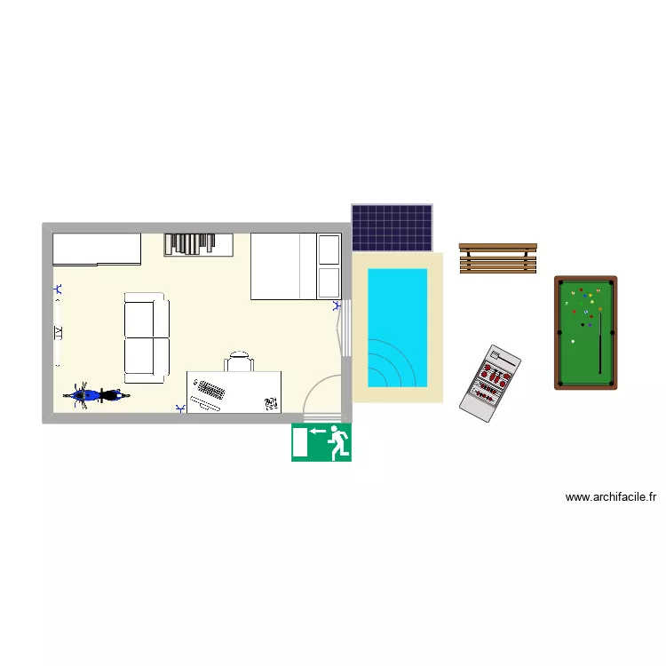 Chambre (de nos reves). Plan de 1  et 23 m²