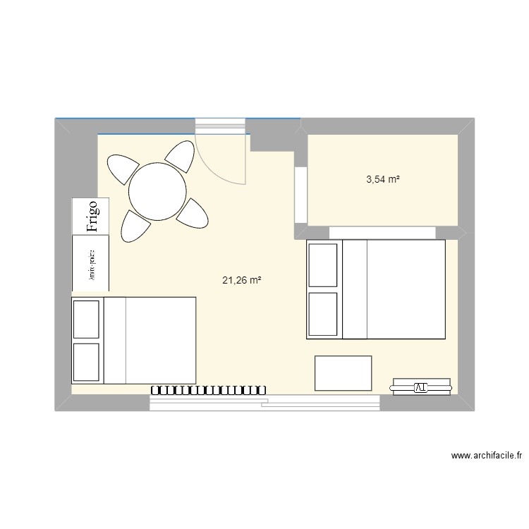 salva3. Plan de 2 pièces et 25 m2