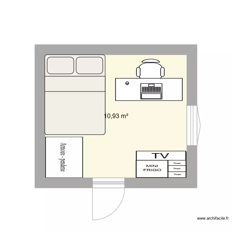 CHAMBRE DE 10 M2. Plan de 1 Pièce et 11 m² CHAMBRE DE 10 M2. Plan de 1 Pièce et 11 m²