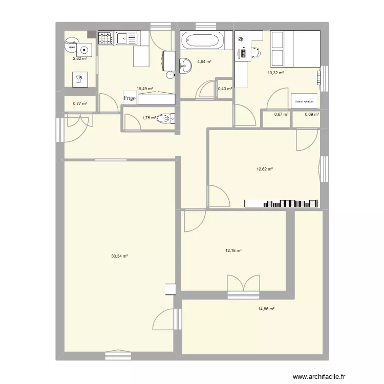 appart escale. Plan de 13  et 111 m²