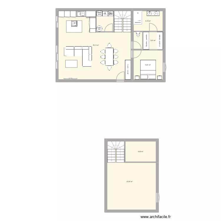 maison 2. Plan de 6  et 106 m²
