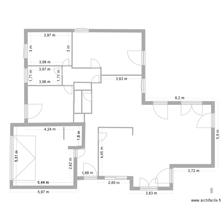 essai maison. Plan de 1 pièce et 30 m2