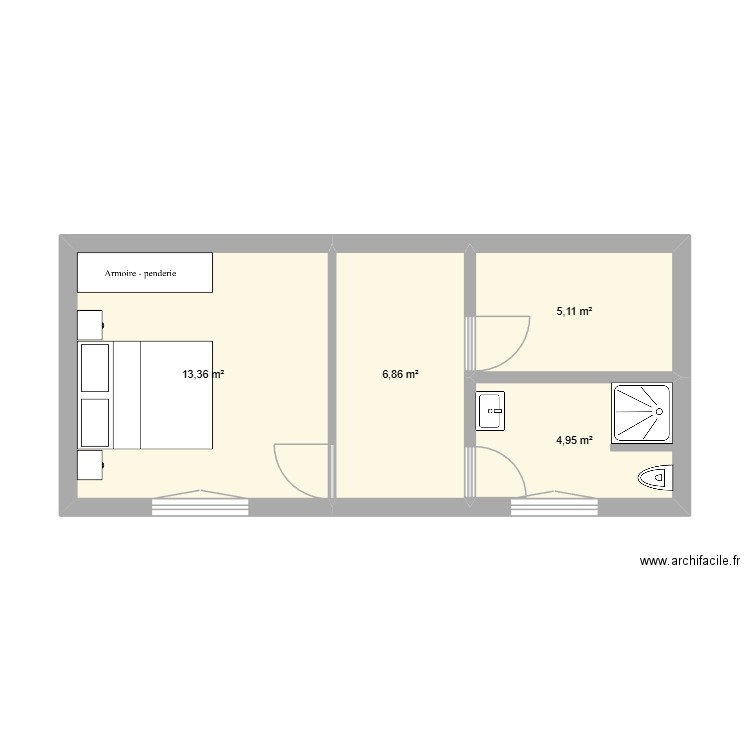 Maison haut 2. Plan de 4 pièces et 30 m2