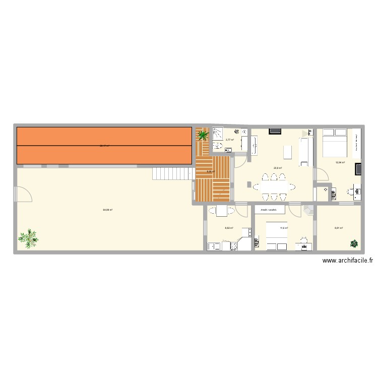 Paul - Etage NEW. Plan de 10 pièces et 171 m2