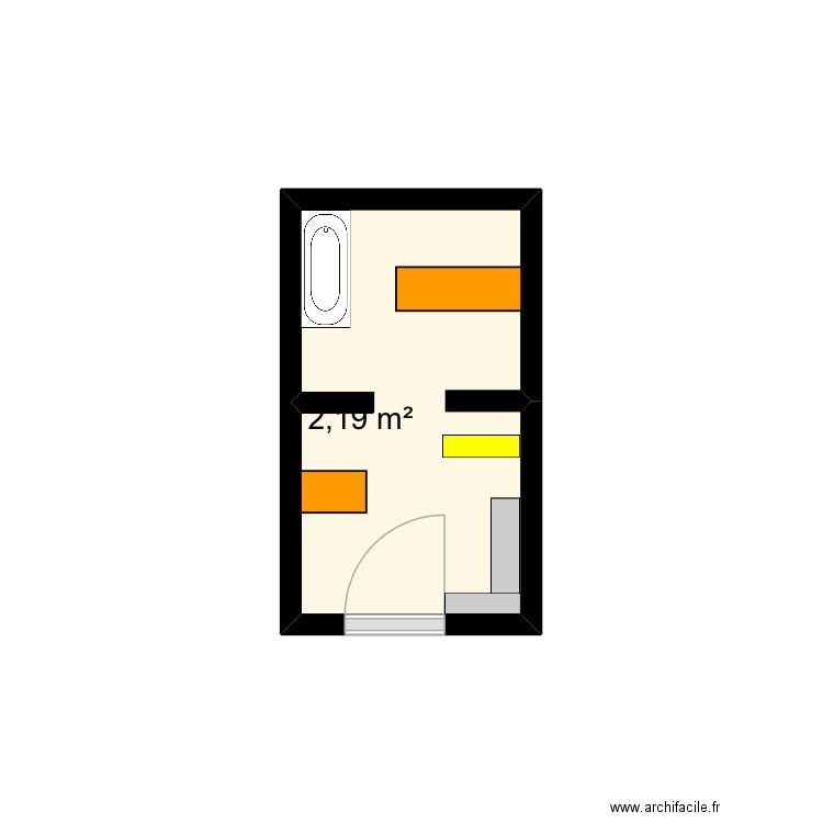 Plan salon de toilettage. Plan de 1 pièce et 2 m2
