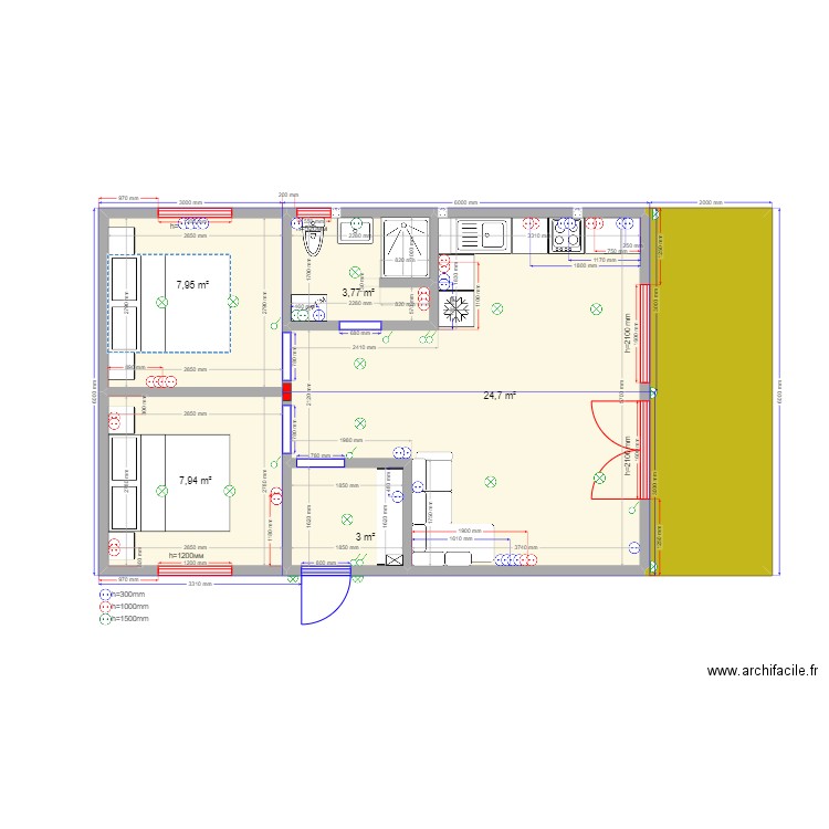 54 ст Семхоз эл. Plan de 6 pièces et 58 m2