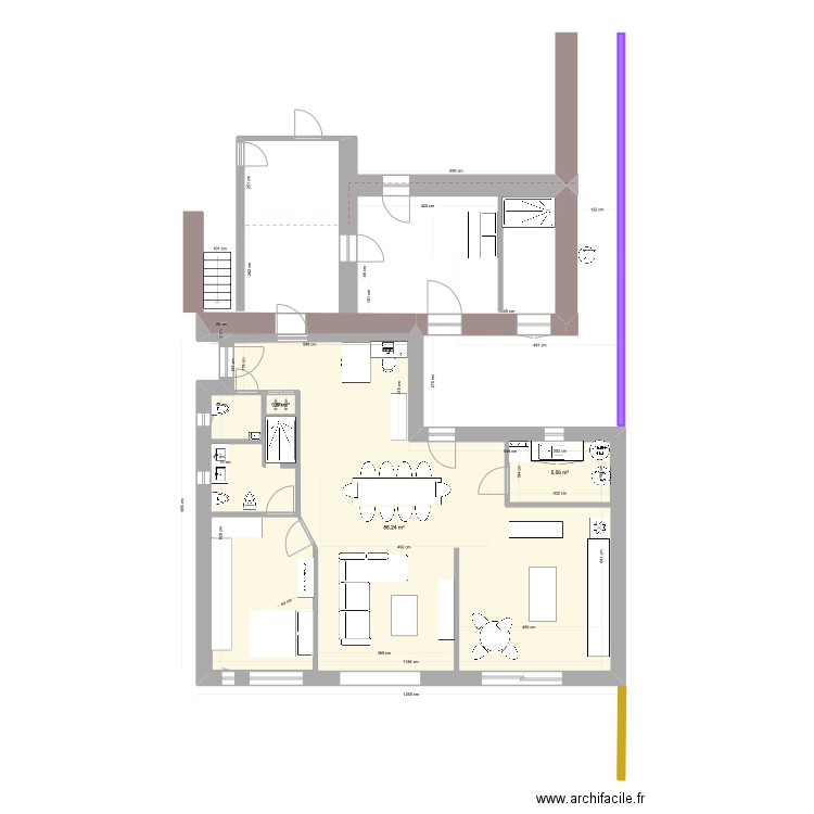 BSC plain pied v03. Plan de 3 pièces et 104 m2