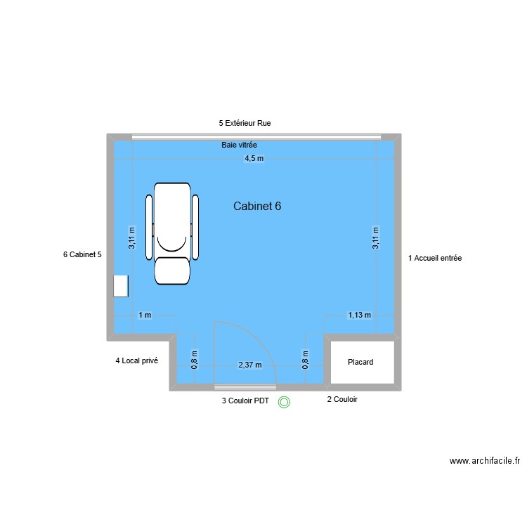 50678 Cabinet 6. Plan de 2 pièces et 17 m2