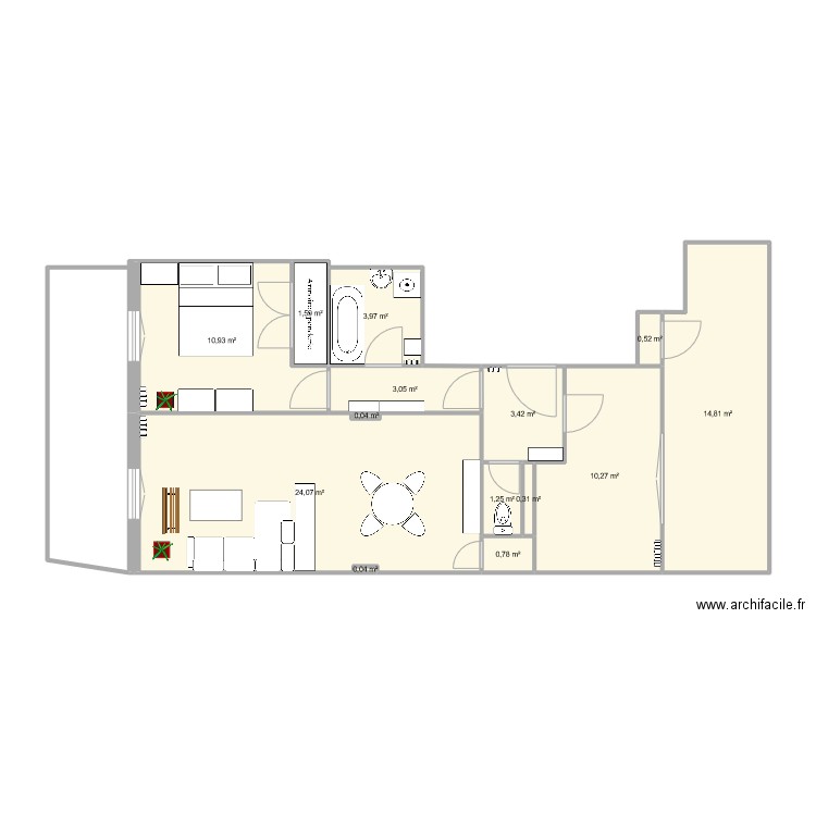 KARR. Plan de 14 pièces et 75 m2