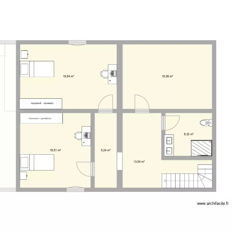 abergement etage 3. Plan de 14  et 220 m²