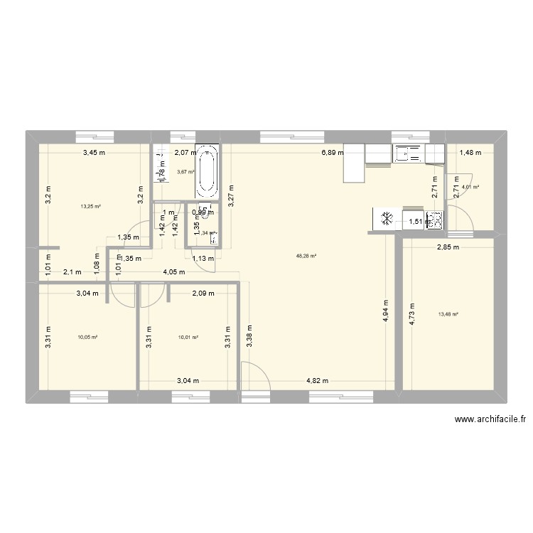 PAO2. Plan de 8 pièces et 104 m2