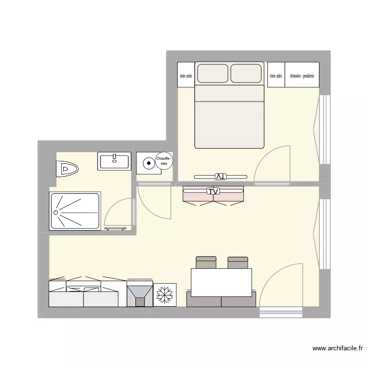 Appart. layout Airbnb. Plan de 3 Pièces et 28 m² Appart. layout Airbnb. Plan de 3 Pièces et 28 m²