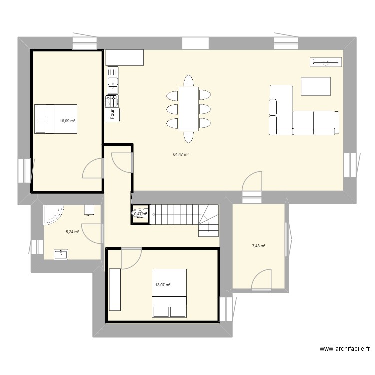 bessous2. Plan de 6 pièces et 138 m2
