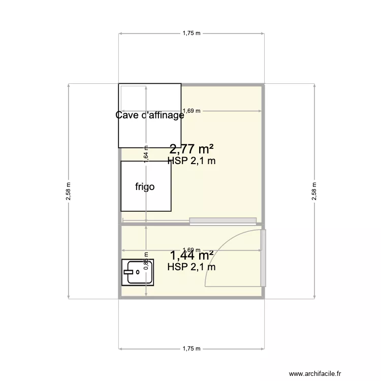 Maison rouge - module gauche 2. Plan de 2  et 4 m²