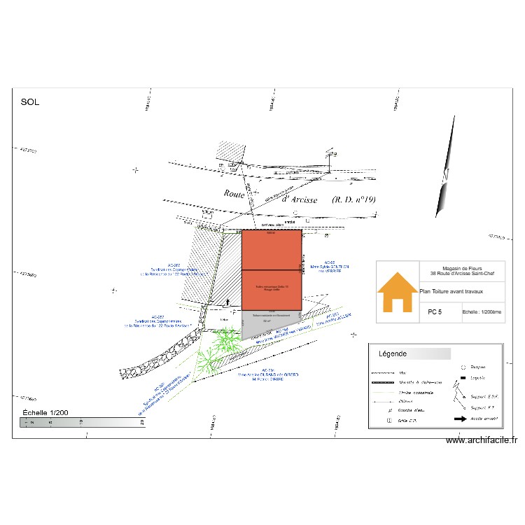 PC 5 Plan toiture avant travaux. Plan de 0 pièce et 0 m2