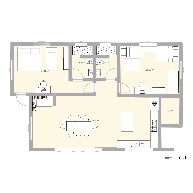 maison 2 . Plan de 5 pièces et 124 m2
