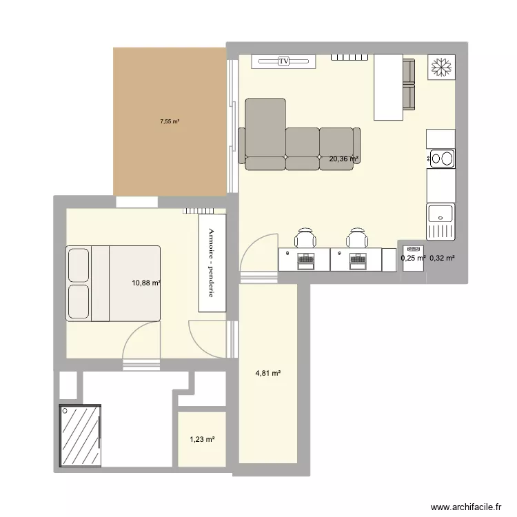 bonne mesure. Plan de 6 Pièces et 38 m²