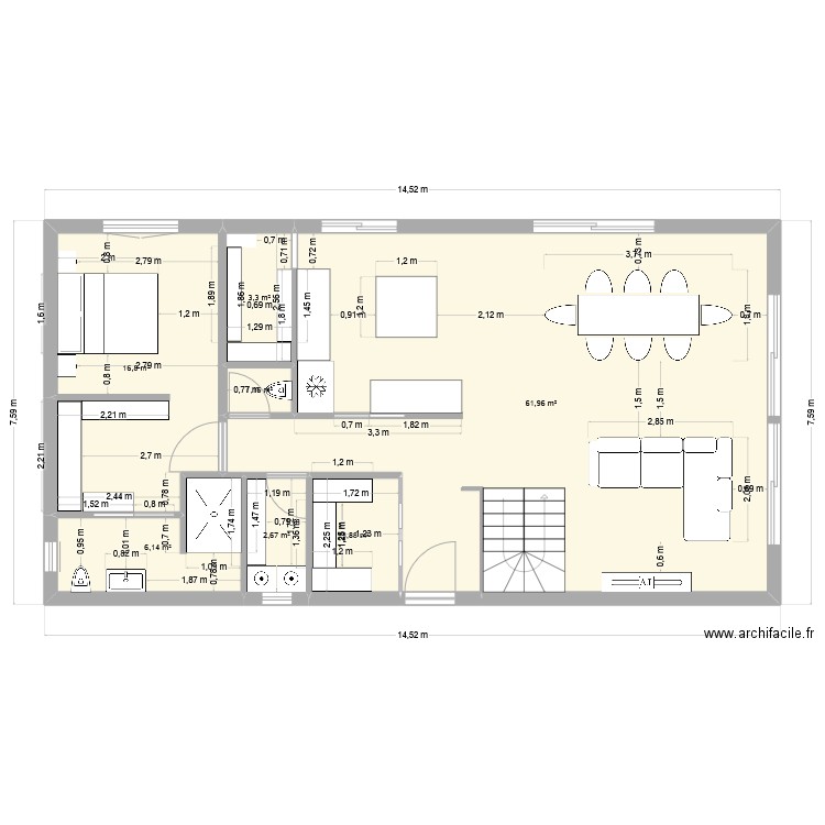 essai 2 20/04/2025. Plan de 7 pièces et 96 m2