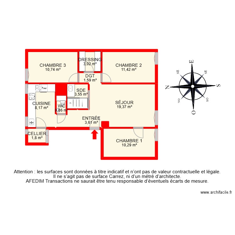 BI29710. Plan de 14 pièces et 80 m2