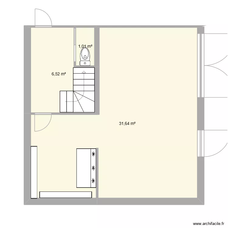 rdc garage. Plan de 3  et 39 m²