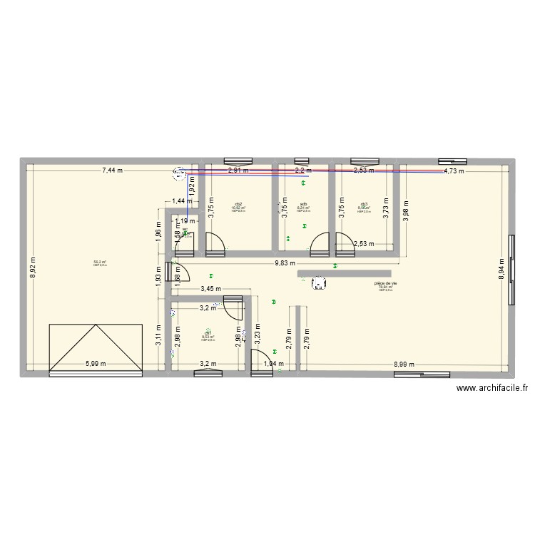 projet4. Plan de 7 pièces et 175 m2