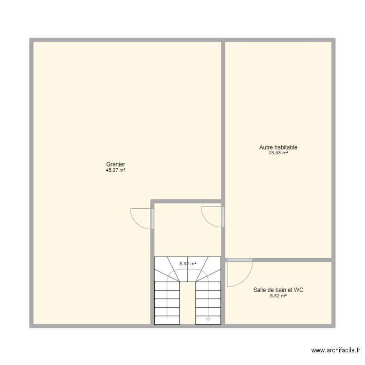 GRENIER . Plan de 4 pièces et 84 m2