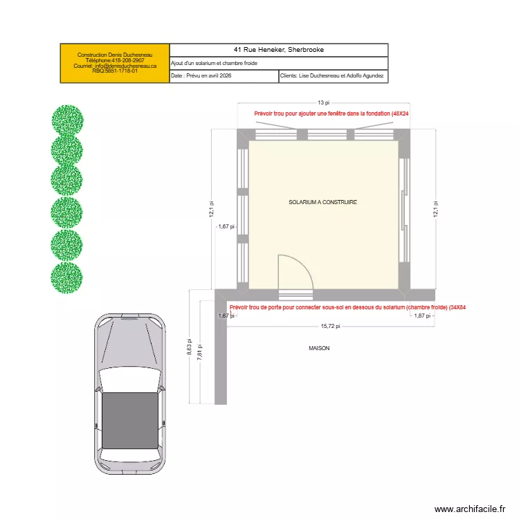 Lise et Adulfo. Plan de 1  et 12 m²
